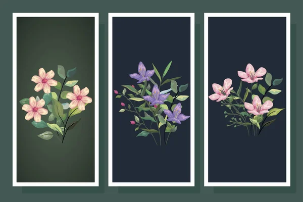 Svazek roztomilé květiny s větví a listy — Stockový vektor