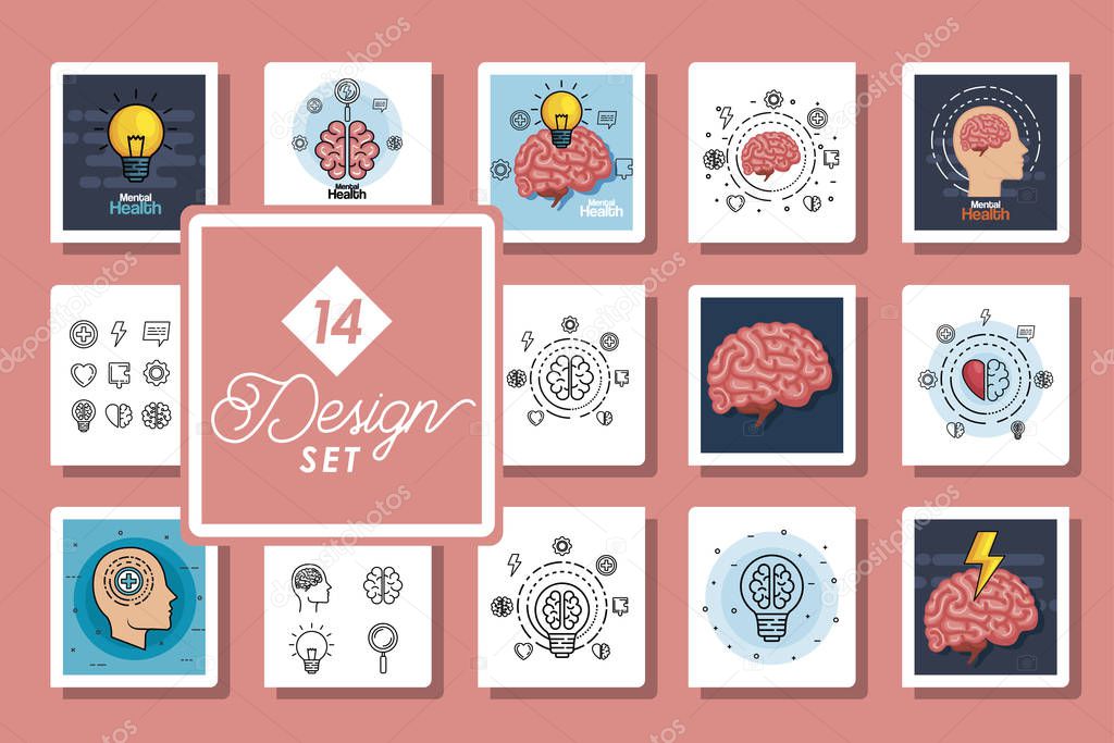 set of fourteen designs health mental day