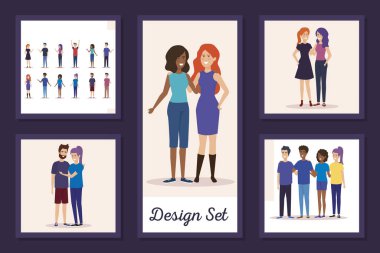 Genç insanların avatar karakter dizaynı