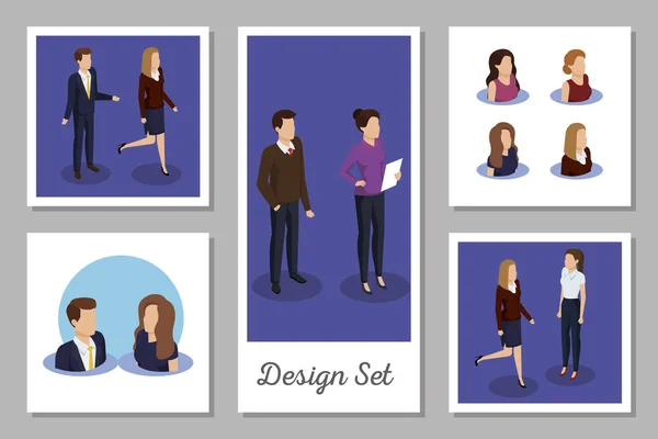 Paquete de diseños de personas de negocios — Vector de stock