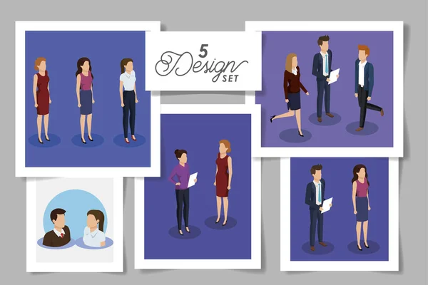Définir cinq conceptions de gens d'affaires — Image vectorielle