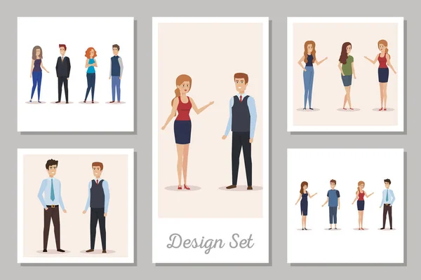 Diseño conjunto de gente de negocios avatar carácter — Vector de stock