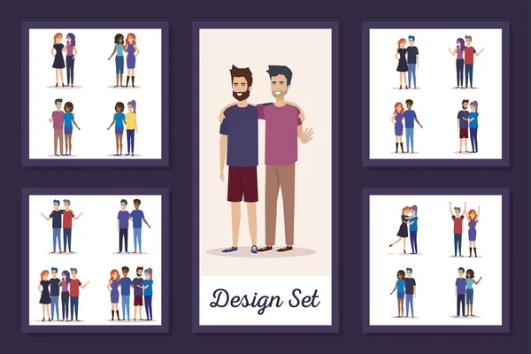 Design set di giovani avatar personaggio — Vettoriale Stock