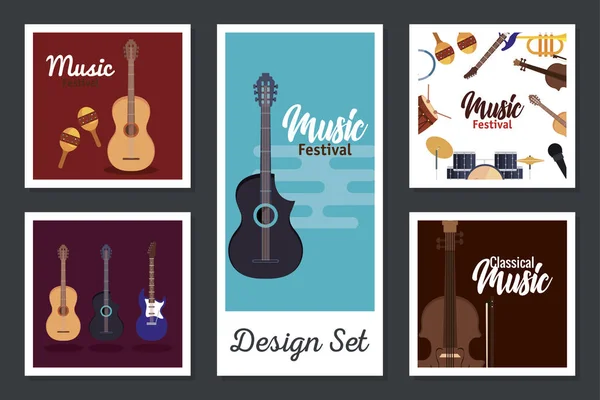 Designs set poster of instruments musicals — Stock Vector