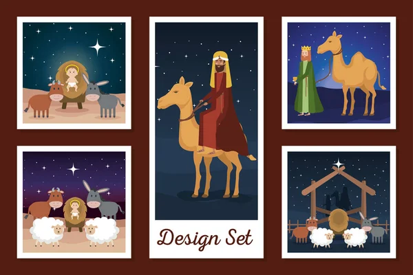 Designs set of manger characters — Stock Vector