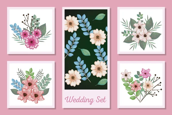 Conjunto de flores para la boda de decoración — Vector de stock