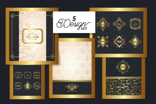 Vijf ontwerpen van victoriaanse elegantie frames — Stockvector