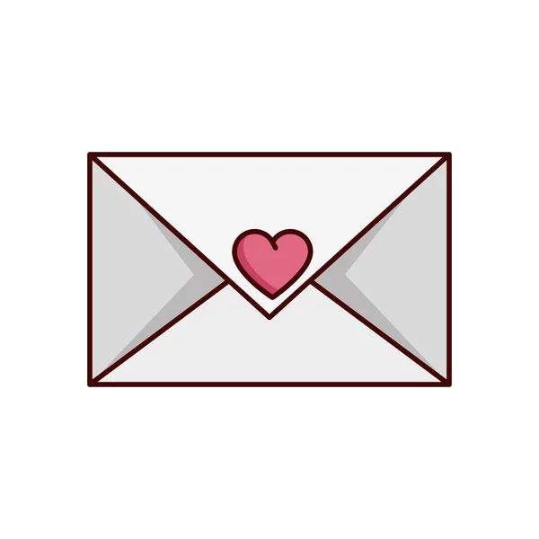 Envelope dia dos namorados com ícone de coração isolado —  Vetores de Stock