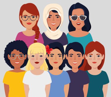 Güzel kadın avatar karakterinin buluşması