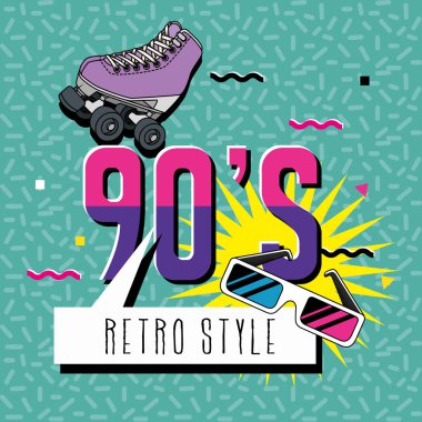 90 'ların patenli pop sanatının afişi.