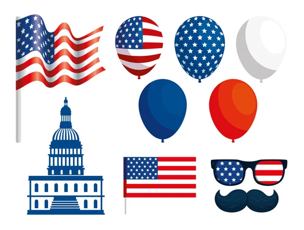 Set of happy presidents day icons — Stock Vector