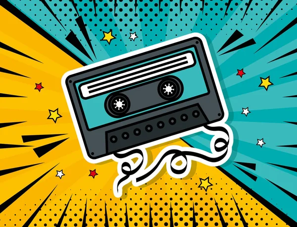 Music cassette pop art style — Stock Vector