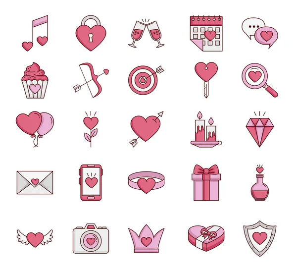 Paquete de iconos de día de San Valentín — Archivo Imágenes Vectoriales