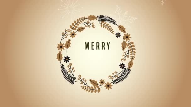 快乐快乐的圣诞动画片，叶框圆形 — 图库视频影像