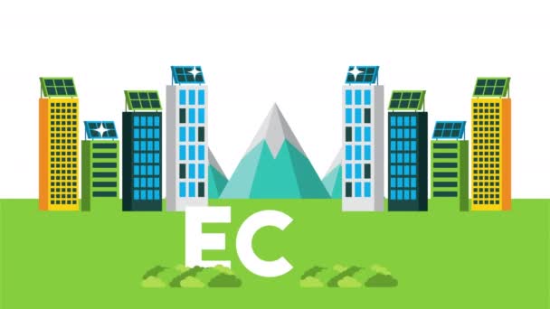 Ekologické písmo s cityscape video animace — Stock video