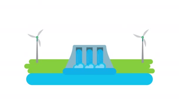 水力发电大坝生态友好动画 — 图库视频影像