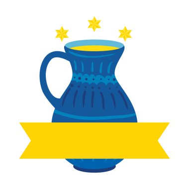 Yıldız David ve kurdeleli çömlek dekoru.