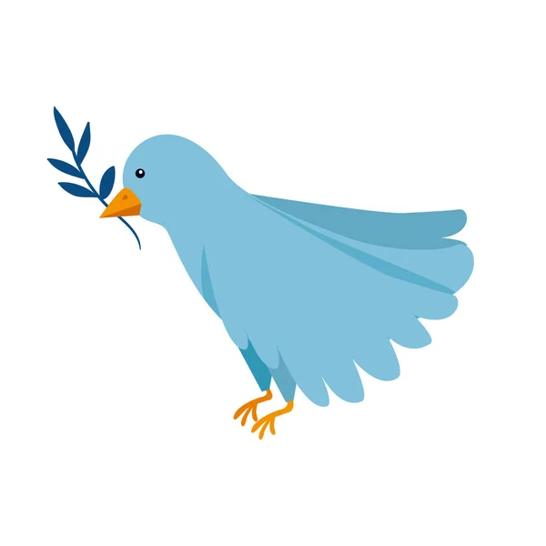 Птах з оливковою гілкою природа ізольована іконка — стоковий вектор