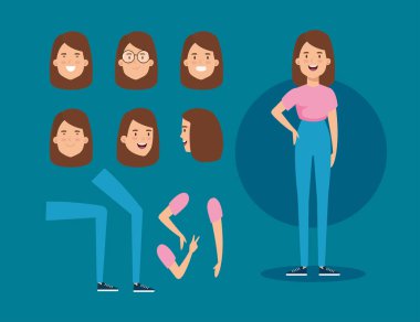 Vücut parçaları olan genç bir kadın.