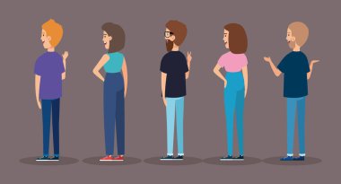 bir grup genç insan Avatar karakterleri