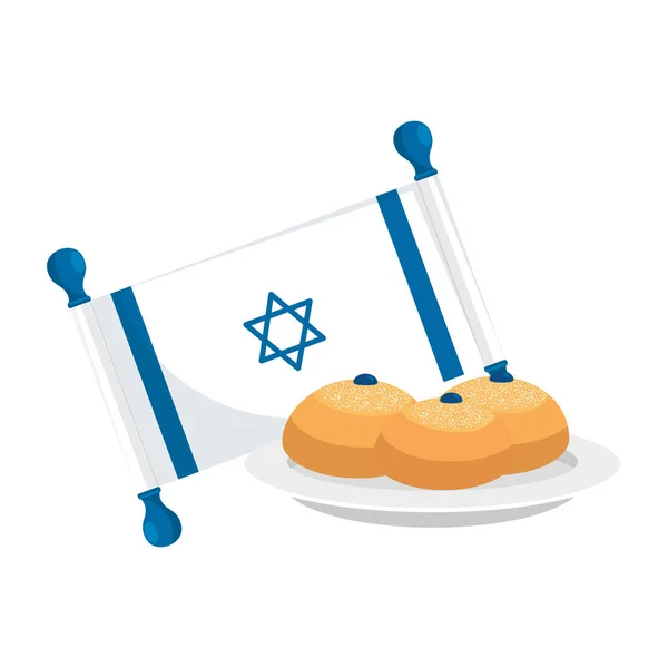 Izrael flagi z ikoną odizolowanego chleba — Wektor stockowy