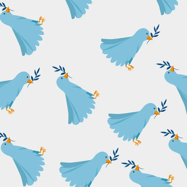 Fond d'oiseaux aux branches d'olivier — Image vectorielle