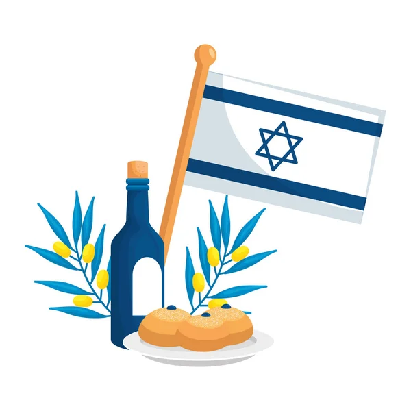 Izrael flagi z winem i ikonami — Wektor stockowy