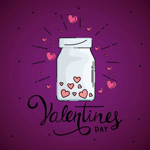Fröhlicher Valentinstag mit Flasche und Herz — Stockvektor