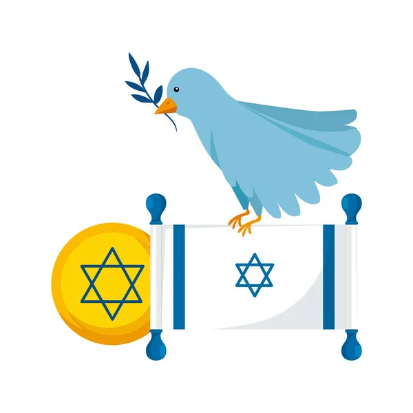 Drapeau israël et oiseau avec branche d'olivier Illustrations De Stock Libres De Droits