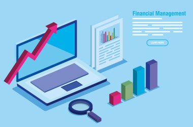 dizüstü bilgisayar ve bilgi grafikleriyle finansal yönetim