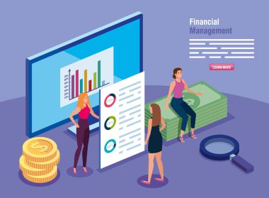 Bilgisayar ve iş kadınlarıyla mali yönetim