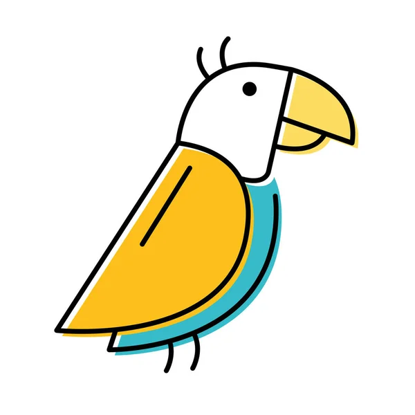 Χαριτωμένο παπαγάλος μασκότ απομονωμένο εικονίδιο — Διανυσματικό Αρχείο