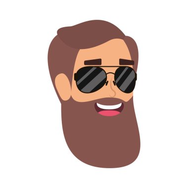 Sakallı ve güneş gözlüklü genç adam.