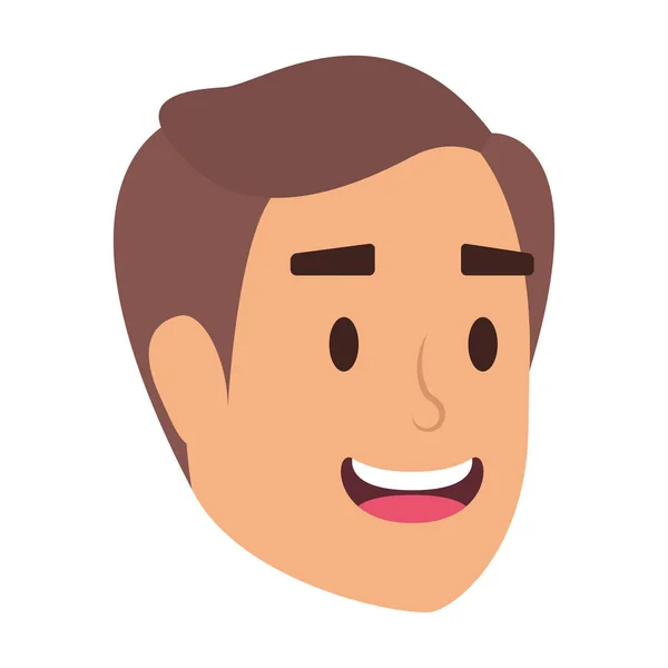 Jeune homme tête avatar personnage icône — Image vectorielle