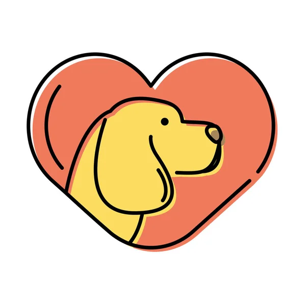 Lindo pequeño perro cabeza en el corazón — Archivo Imágenes Vectoriales