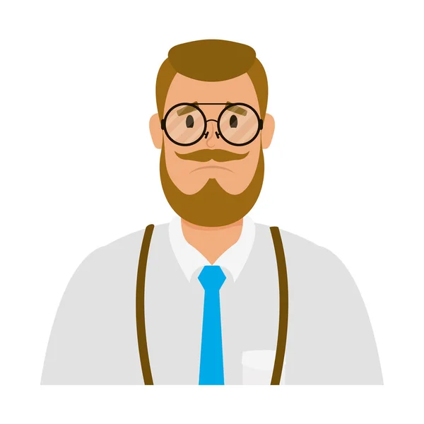 Joven con carácter avatar barba — Vector de stock