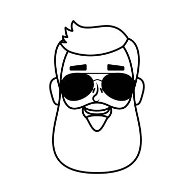 Sakallı ve güneş gözlüklü genç adam.