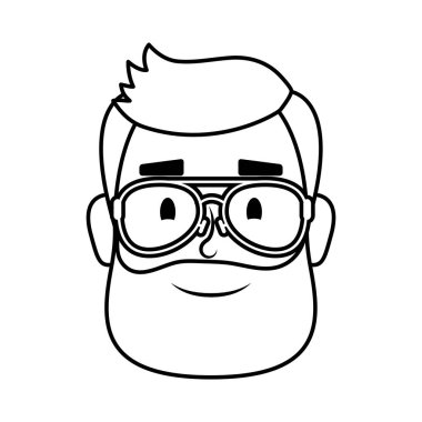 Sakallı ve gözlüklü genç adam.