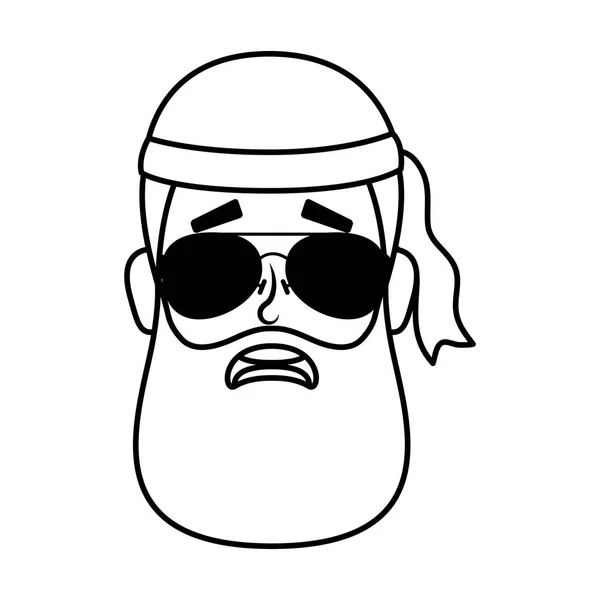 Motocycliste homme avec barbe et lunettes de soleil tête — Image vectorielle