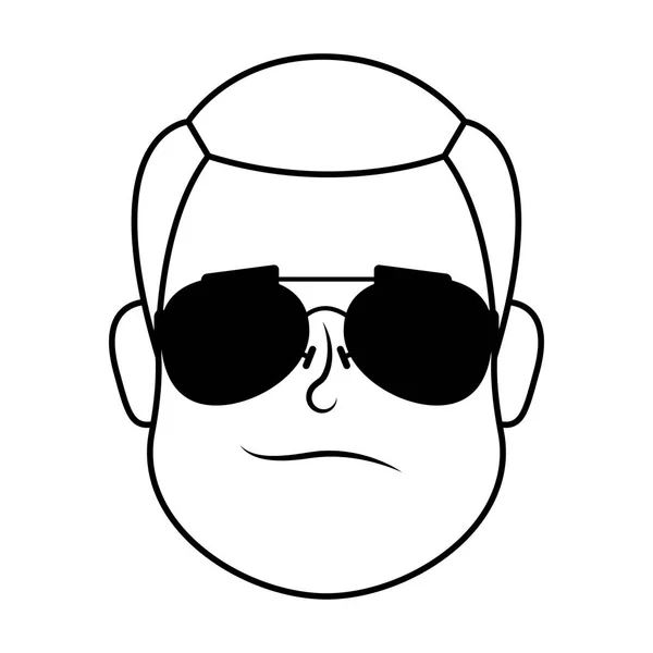 Young man head with sunglasses character — 스톡 벡터