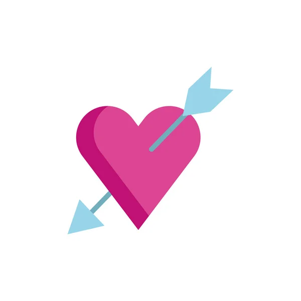 Gelukkig Valentijnsdag hart met pijl gekruist — Stockvector