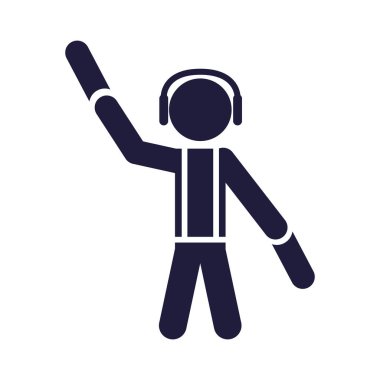 Siluet insan havaalanı işçisi sinyali