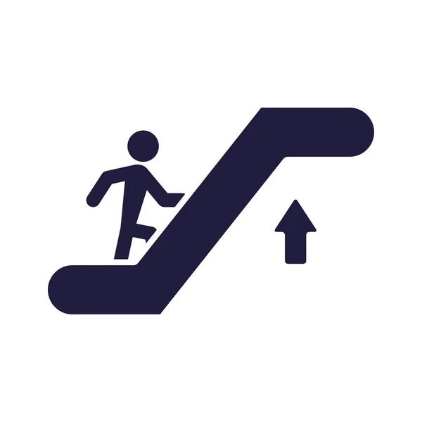 Silhouette humain escalade escaliers signal aéroport icône — Image vectorielle