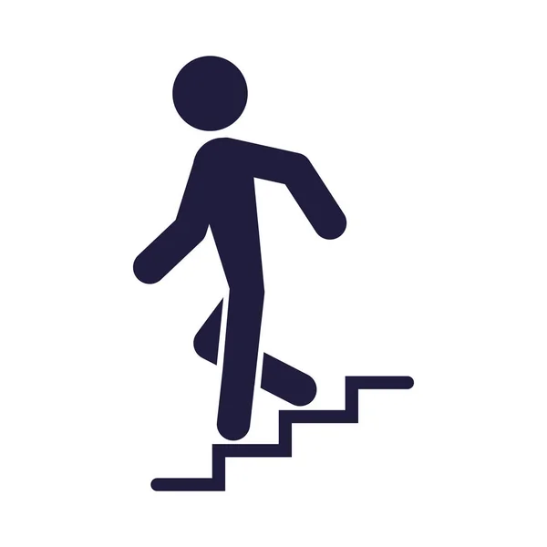 Silhouette human going down the stairs signal — Stock Vector