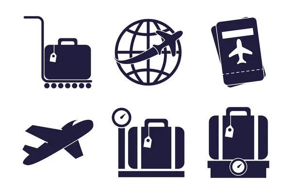 Bundle of airport set icons — Stock Vector