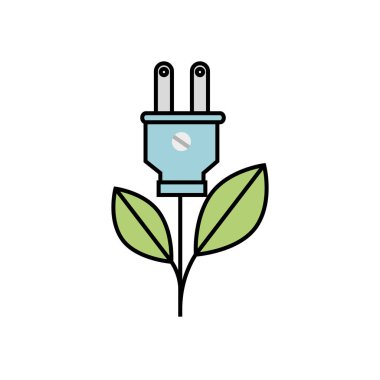 plug with leafs ecology icon