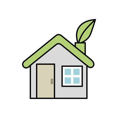 friendly house facade ecology icon