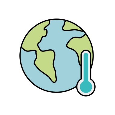 world planet with thermometer isolated icon