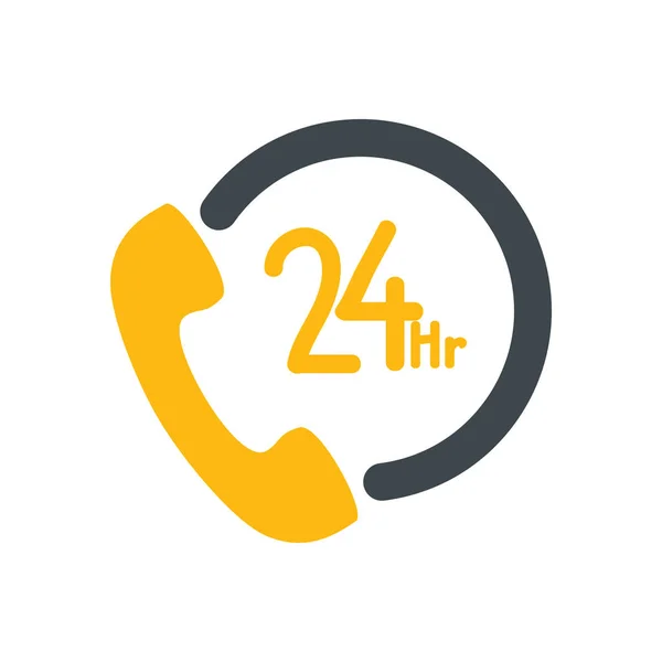 Telefono con 24 ore di attenzione simbolo — Vettoriale Stock