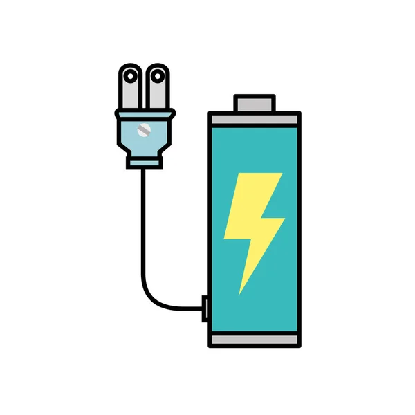Baterai isi ulang dengan ikon ekologi steker - Stok Vektor
